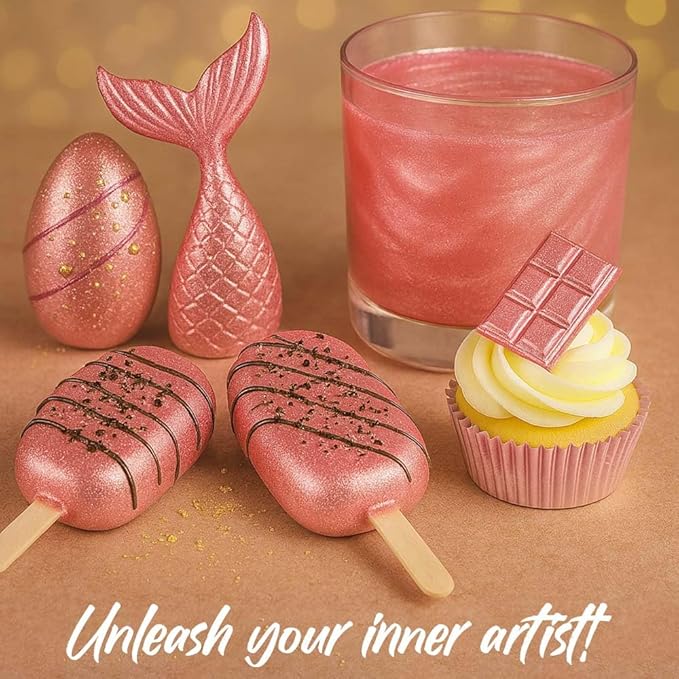 Bulk (20g) Pink Luster Dust Edible Glitter for Cocktails | Premium Edible Pink Luster Dust for Cake Decorations - Edible Glitter for Drinks Cupcakes Cookies Cakes Food Paint