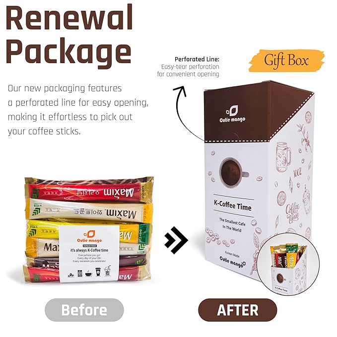 Korean Instant Coffee Mix Variety 20 Sticks (4 Types) Maxim Instant Single Serve Mocha White Arabica Original Flavors (5 Sticks Each)