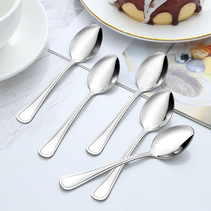 BEWOS 24-Piece Teaspoons - Tea Spoons/Coffee Spoon, 6.3-Inch Stainless Steel Silverware, Teaspoons Silverware, Small Spoons,Spoon for Hot Tea, Teaspoon Mirror Polished & Dishwasher Safe