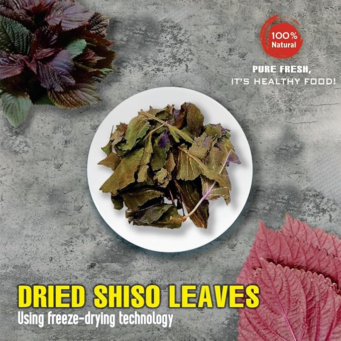 DRIED SHISO LEAVES 1.76 Oz (50g) VIETFARMFOOD: Pure, natural freeze-dried spice made from real vegetables and fruits - perfect for enhancing every meal, from cooking, baking, salads, soups, sauces