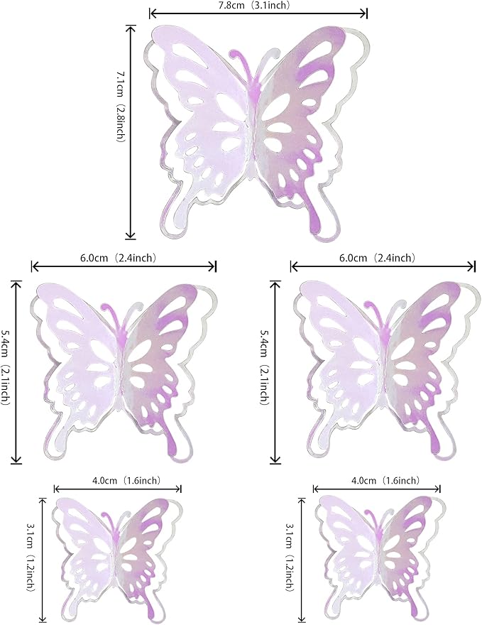 40 PCS Mixed Size Pink Butterfly Cupcake Toppers Hollow Art 3D Butterfly Cupcake Decorations Baby Shower Wedding Anniversary Kids Birthday Party Cake Wall Decorations Supplies