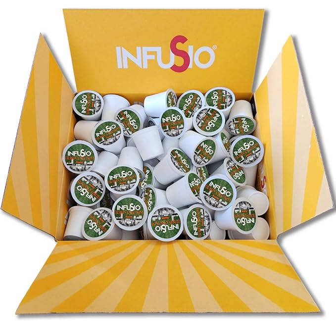 InfuSio Coffee Pods 96 Count Irish Cream Flavored Medium Roast Single serve Coffee pods for Keurig K Cups Brewers - InfuSio Premium Roasted Keurig 2.0 Compatible
