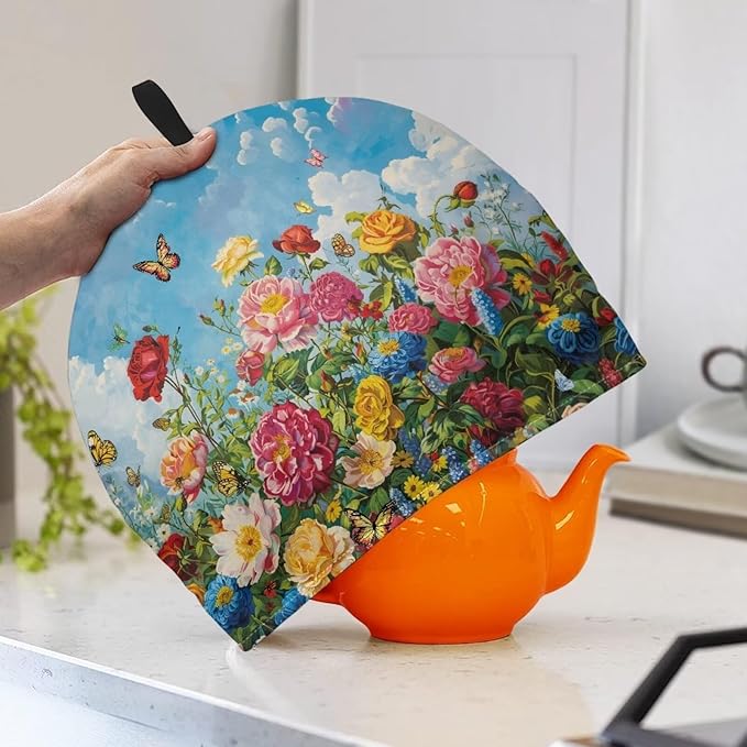 Oil Painting Print Tea Cozy Durable Keep Warm Teapots Tea Cozy Insulated Kettle Cover for Home Kitchen Decor Dust Proof Tea Cozies with Handy Hanging Loop