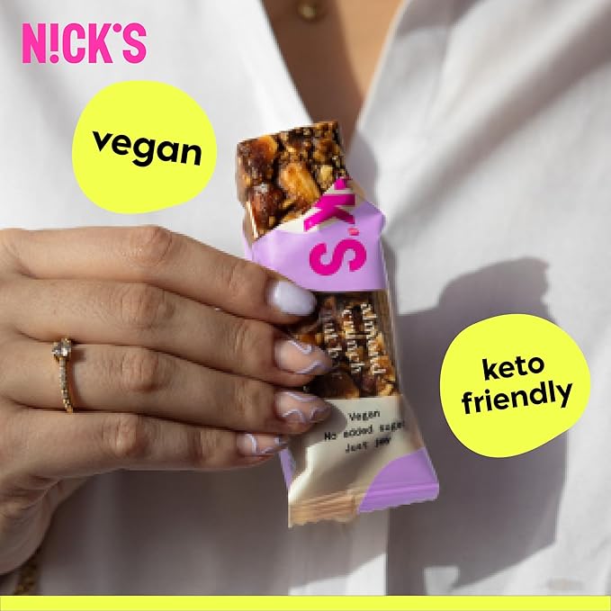 NICK'S Almond Chocolate Snack Bar, Keto Nut Snack for Sports, Hiking, Gaming, Outdoor Activities, 1G sugar, 3G net carbs, healthy snack, (pack of 30)