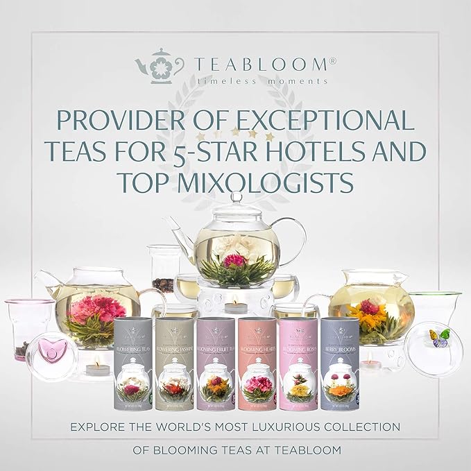 Teabloom Green Tea, Sencha Medley Loose Leaf Tea, Fresh and Floral, Purest Quality Green Tea Leaves Combined with Pretty Botanicals in Reusable Gift Canister, 2.82oz/80 g Canister Makes 35-50 Cups