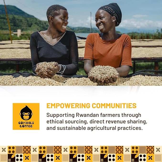 Gorilla's Coffee 100% Arabica - Dark Roast Ground Coffee, Fair Trade, Full Bodied, with Bold with a Touch of Smokiness | Premium Rwandan Coffee | Rich, Flavorful, and Aromatic (500 g/17.6 oz)