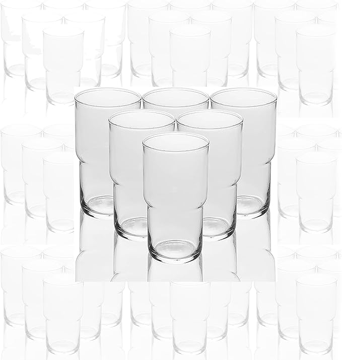 LEMONSODA Stackable Iced Coffee Glasses Set of 6, 48-15 and 21oz Drinking Glasses for Lattes, Tea, Coffee, and Water (21oz, Set of 48)