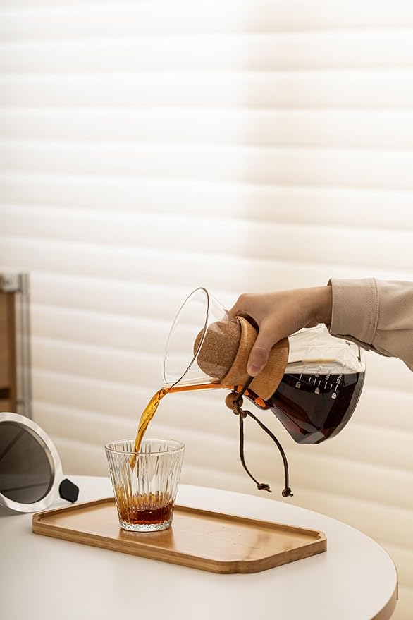 Pour Over Coffee Maker With Wood Sleeve竊?0oz/600mlPour Over Coffee Dripper,Pour Over Coffee Maker Set With Cork Stopper (20oz/600ml)