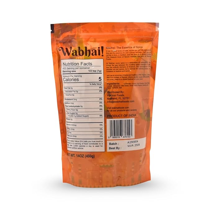 Wabhai! Royal Garam Masala | Rajwadi Garam Masala | All Natural | Finest Spices (14oz (400g))