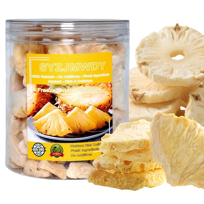 Crunchy Freeze-Dried Pineapple Slices 2oz (60g) - 100% Tropical Snack, No Sugar Added | For Smoothies, Yogurt & Recipes