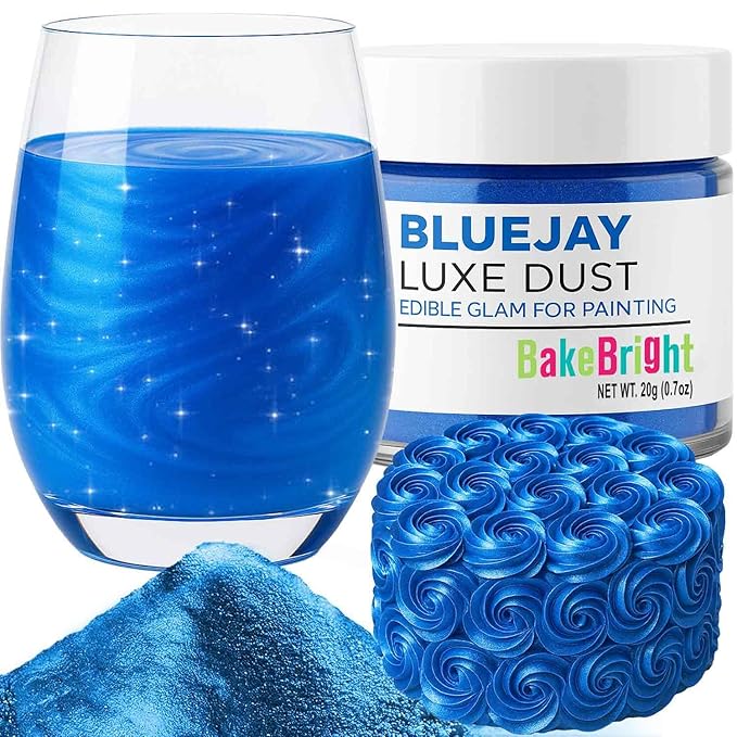 Bulk (20g) Blue Luster Dust Edible Glitter for Cocktails | Premium Edible Blue Luster Dust for Cake Decorations - Edible Glitter for Drinks Cupcakes Cookies Cakes Food Paint