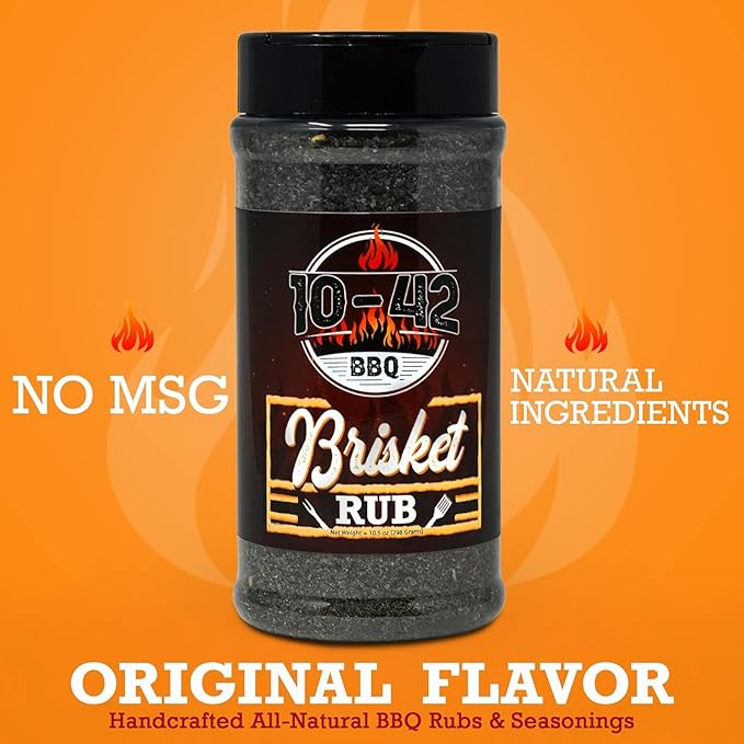 10-42 BBQ Brisket Rub (NO MSG) 10.5 oz - All-Natural Spice Seasoning for Steak, Rib, Meat - Beef Brisket Seasoning Dry Rub - BBQ Rubs and Spices for Smoking and Grilling - Brisket rub for smoker - 0 Calorie