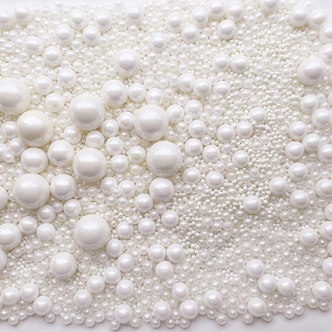 White Edible Pearl Sprinkles for Cake Decorating 5.1 OZ White Edible Pearls Edible Cupcake Decorations Halloween Christmas Cookie Decorations Edible Sugar Pearls for Cakes,Cupcakes Toppers Baby Shower Wedding Supplies with Tweezers