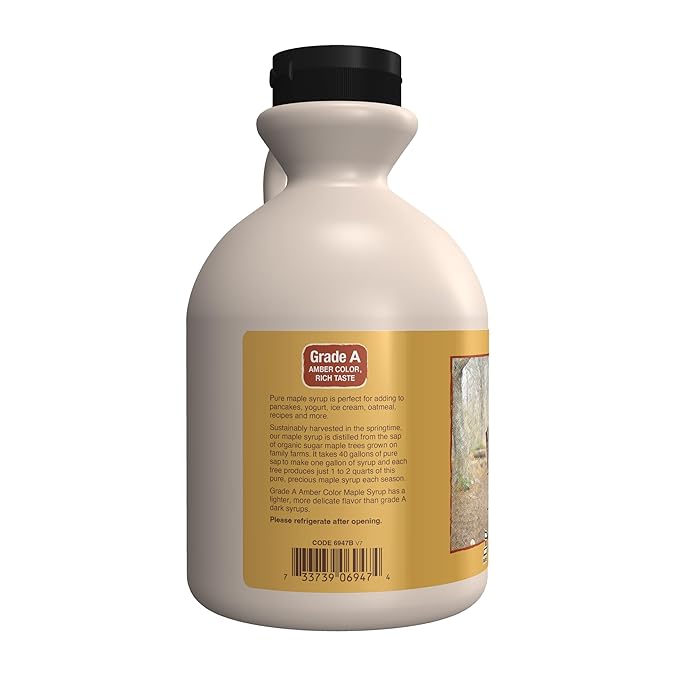 NOW Foods, Certified Organic Maple Syrup, Grade A Amber Color, 100% Pure, Light Delicate Flavor, Certified Non-GMO, 32-Ounce
