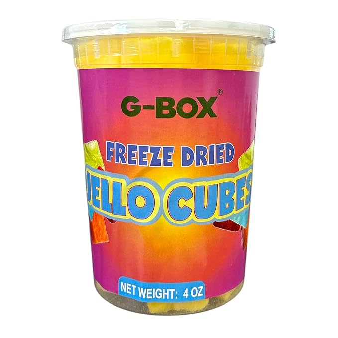 G-Box Freeze-Dried Jello Cubes - 4 oz | USA-Made Freeze Dried Jelly | Freeze-Dried Candy| Trending TikTok Snack, TikTok Trend Items, Fruit Jelly Candy, Freeze Dried Lemon (Lemon, Large)