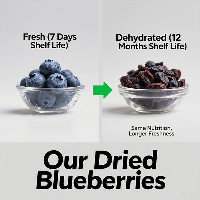 Premium Freeze-Dried Whole Blueberries 7oz (200g) - 100%, No Sugar Added | for Baking, Smoothies & Snacks Fruit Snack