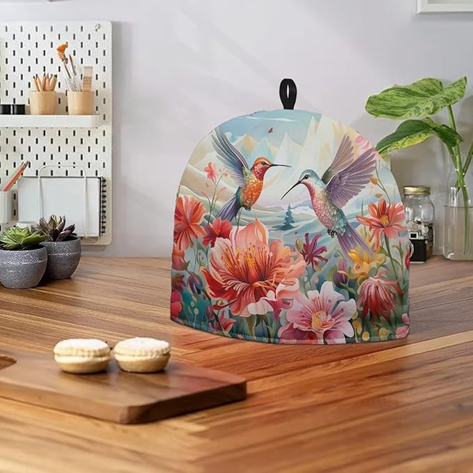 Hummingbird Tea Cozy for Teapot Insulated Rose Hibiscus Tea Pot Cover Home Kitchen Decorative Tea Cosy for Teapot Dust Protector for Women