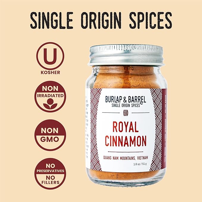 Burlap & Barrel Royal Cinnamon ??Intense Sweetness & Spiciness of Vietnamese Cinnamon Powder & Spice ??As seen on Shark Tank - 1.8oz Glass Jar
