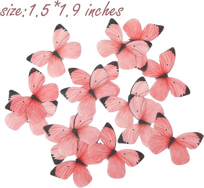 50PCS Edible Butterflies for Cake Decorating Pink Butterfly Cake and Cupcake Toppers Small Pastel Wafer Paper butterfly Decor for Wedding Baby shower Birthday Cake Topper Pink