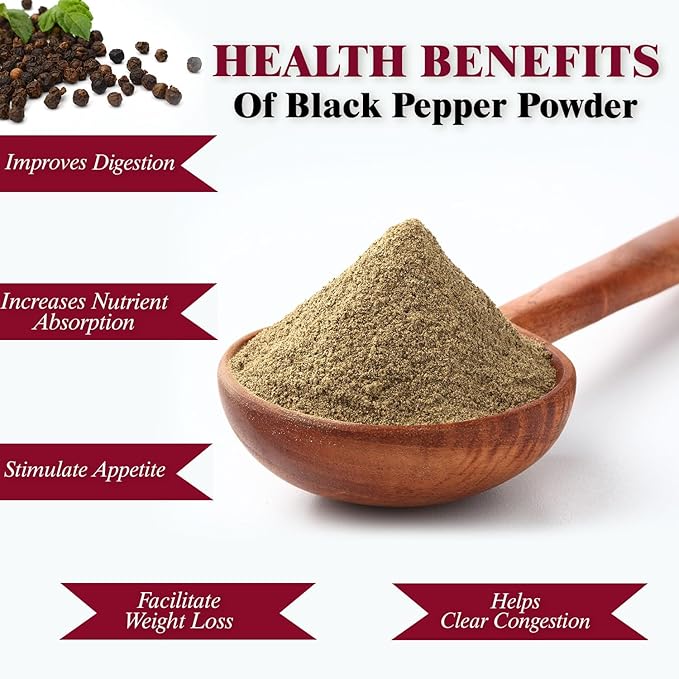 Himalayan Chef Organic Black Pepper Powder Shaker - 6.17Oz (175g), Free from Artificial Colors & Additives, Non GMO & Kosher Certified, Black Pepper Shaker