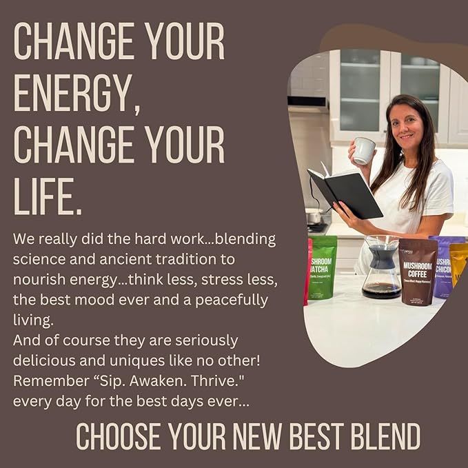 SAYUU 10 Mushroom Coffee Blend - Premium Colombian Coffee with Lion's Mane, Reishi, Cordyceps, Chaga, Maitake, Shiitake & Turkey Tail - Energy, Focus & Immune Support - Organic 40 Servings