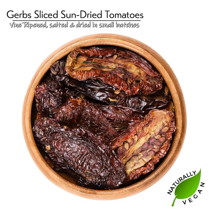 GERBS Sun Dried Tomatoes 2 LBS. Sea Salted | Freshly Dehydrated Resealable Bulk Bag | Top Food Allergy Free | Sulfur Dioxide Free | Excellent in Salads & Charcuterie Boards| Gluten & Peanut Free