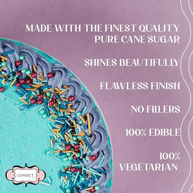 Confect - Edible Mint Green, Teal & Turquise with Silver Sparkling Sugar -Woodland Disco Ball Sprinkle Mix ??Cake, Cupcake & Cookie Decorating Toppings ?밮egan, Gluten-Free, Nut-Free, Soy-Free, Dairy-Free, Palm Oil-Free, Dye-Free- 5 Oz