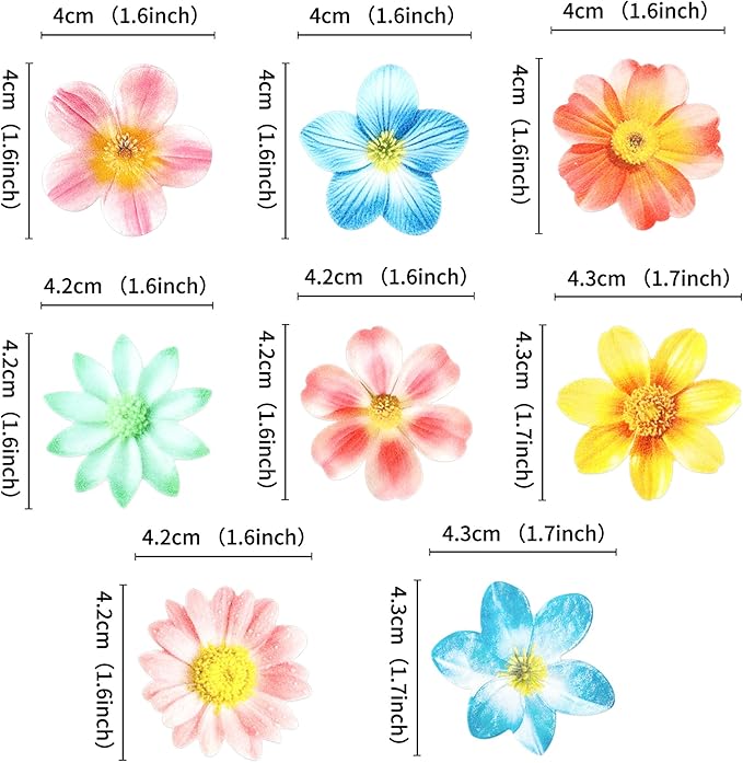 40Pcs Edible Flowers Cupcake Toppers Wafer Paper Flower Themed Party Picks Flowers Drink Topper Girl Birthday Theme Cake Decorations for Baby Shower Party Party Supplies