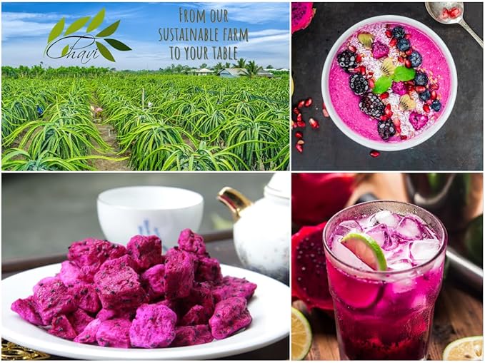 CHAVI Freeze-Dried Diced Dragon Fruit Snack - 2 Oz - Healthy 1 Ingredient Superfood - No Added Sugars or Preservatives - Non-GMO, Vegan, Gluten-Free??,<div>