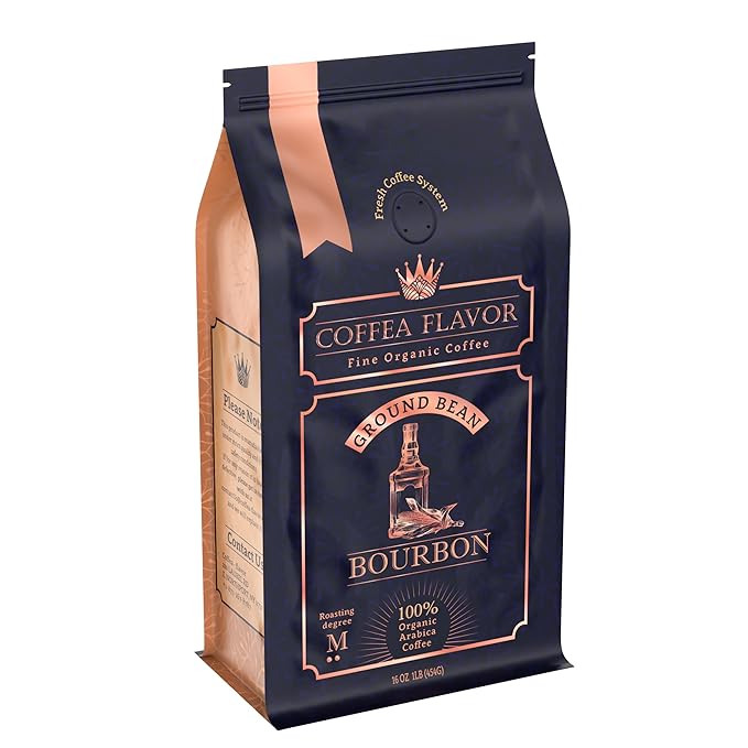 Flavored Ground Coffee ??Bourbon, 100% Arabica, Single Origin, Medium Roast, USDA Organic, Naturally Flavored ??by Coffea Flavor