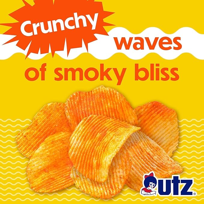 Utz Potato Chips, Barbeque - 1 Ounce (Pack of 60), Crispy Potato Chips Made from Fresh Potatoes, Crunchy Individual Snacks to Go, Cholesterol Free, Trans-Fat Free, Gluten Free Snacks