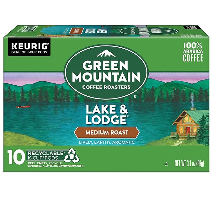 Green Mountain Coffee Roasters Lake and Lodge Blend Keurig Single-Serve K-Cup pods, Dark Roast Coffee, 60 Count (6 Packs of 10)