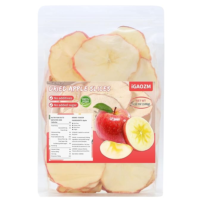 iGAOZM Dried Apple Slices,7.05oz/200g,No Sugar Added No Additives,Chewy & Soft,Dehydrated Apples for Cocktails Garnish,Healthy Snack,Crafts Potpourri,Bowl Fillers Decoration