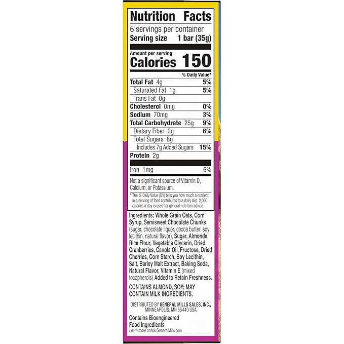 Nature Valley Fruit and Nut Granola Bars, Dark Chocolate Cherry, 6 ct, 7.4 OZ