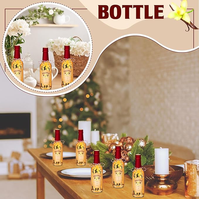 Tioncy 16 Pcs Vanilla Extract Bottles for Homemade Vanilla Jar Glass Bottle with Cap, Shrink Band, Sticker Syrup Gift Food Storage Canister for Bean Sauce Spice(Red,8.5 oz)