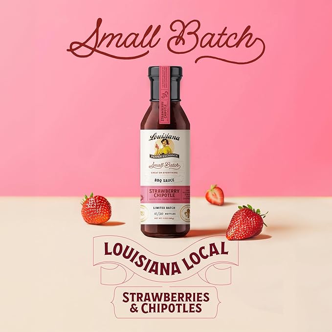 Louisiana Pepper Exchange Strawberry Chipotle BBQ Sauce, Gluten-Free, 12 Fl Oz, 2-Pack
