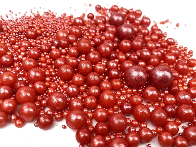 Christmas Sprinkles Edible Pearl Sugar Red Candy 120g/ 4.2oz Baking for Cake Decorations Cupcake Toppers Cookie Decorating Ice Cream Toppings Celebrations Shaker Jar Wedding Shower Party Chirstmas Supplies