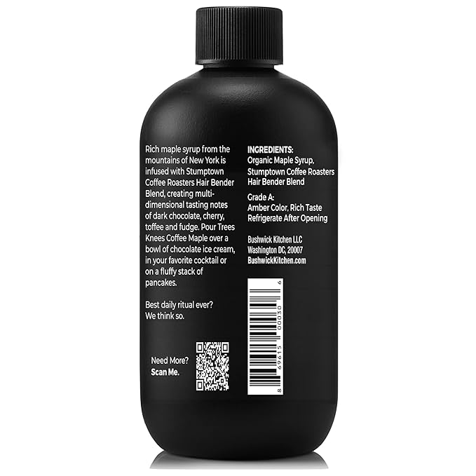 Trees Knees Coffee Maple Syrup, Grade-A Organic Maple Syrup with a Bold Buzz from Coffee, Vegan, Gluten Free & Made in the USA, Pure & All Natural, 11.5oz