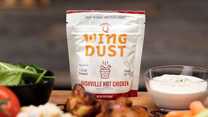 Kosmos Q Nashville Hot Chicken Seasoning Wing Dust, Savory & Spicy Chicken Seasoning For Wings, Fries, Popcorn, Dips, Crackers & More, Dry Rub Dust With Classic Nashville Heat And Buttery Kick, 5 Oz
