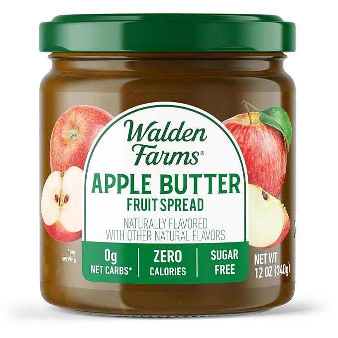 Walden Farms Apple Butter Fruit Spread ??Zero Calorie, Low Carb, Keto-Friendly, Vegan, Sugar-Free, Spiced Apple Butter Flavor ??12 oz Bottle