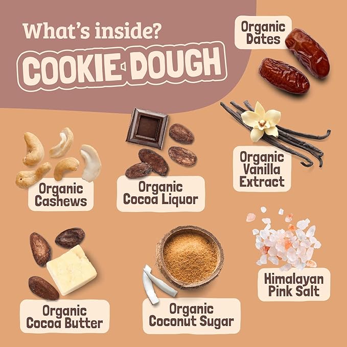 Skout Organic Cookie Dough Kids Snack Bars (18 Pack) | Organic Kids Snack Bars | School Snacks & Lunch Snacks | Vegan & Paleo | Gluten, Dairy, Grain, Peanut Free