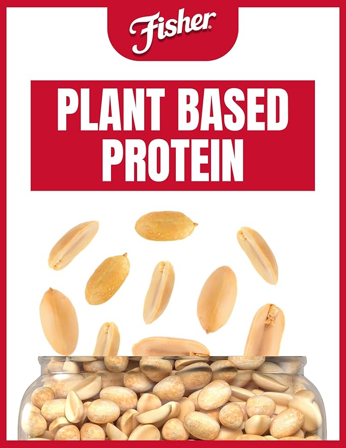 Fisher Oven Roasted Never Fried Peanuts, 24 Ounces (Pack of 6), Snacks for Adults, Made With Sea Salt, No Added Oils, Artificial Ingredients or Preservatives, Gluten Free, Vegan Protein, Bulk