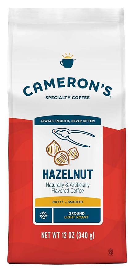 Cameron's Coffee Roasted Ground Coffee Bag, Flavored, Hazelnut, 12 Ounce, Pack of 6 - NEW