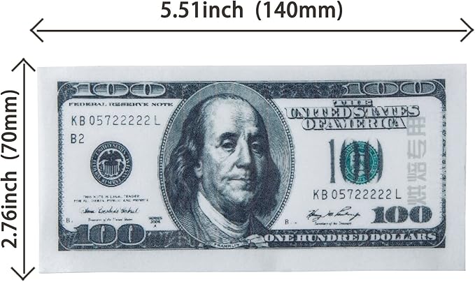 50Pcs Edible 100 Dollar Bill Image Cupcake Toppers Wafer Paper Fake Money Cake Decoration for Baby Shower Birthday Anniversary Party Supplies