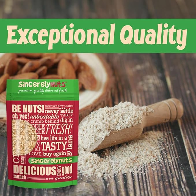 Sincerely Nuts ??Natural Almond Flour Meal | 3 Lb. Bag | Fine Grain | Low Calorie, Low Sodium, Vegan, Gluten Free | Gourmet Kosher Snack Food | Source of Fiber, Protein, Vitamins and Minerals
