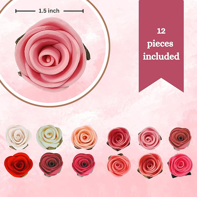 Confect Edible Flower | Edible Flower for cake decorations | Edible Flower Cupcake Toppers | Cupcakes & Doughnut Edible Toppers | Ombre-6| Flower- Vegan, Gluten-Free, Soy-Free, Dairy-Free, Palm Oil-Free -Pack of 12
