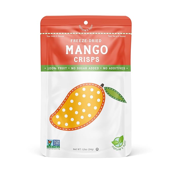 Nature's Turn Freeze-Dried Fruit Snacks, Mango Crisps, Pack of 6 (1.2 oz Each)