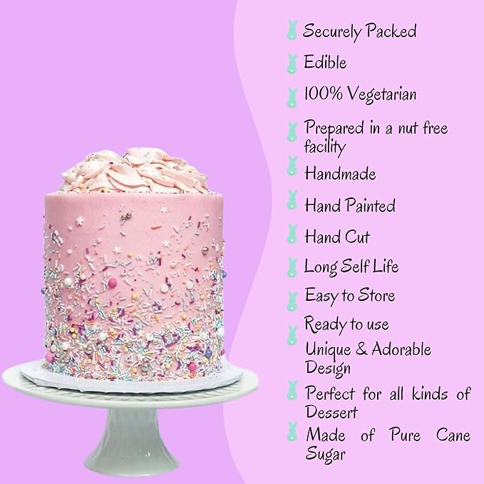 Confect Easter Sprinkles Edible | Assorted pack of 5 Pink, Yellow, Red, Silver and Green Vermicelli and Easter Bunny I Cookies, Desserts & cupcake Decorating | Edible Sprinkles Mix for Baking & Cake