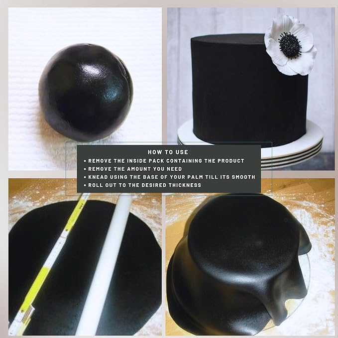 Confect Black Fondant for Cake Decorating ??Premium Confect Fondant for Cakes, Cupcakes & Cookies | Vegan, Gluten-Free, Nut-Free, Palm Oil-Free ??8.8 Oz