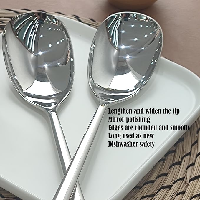 Extra-Large Serving Spoon,12 Inch Premium Food-Grade 18/10 Stainless Steel,Heavy-Duty Buffet Spoon with Ergonomic Long Handle (1 Pack)